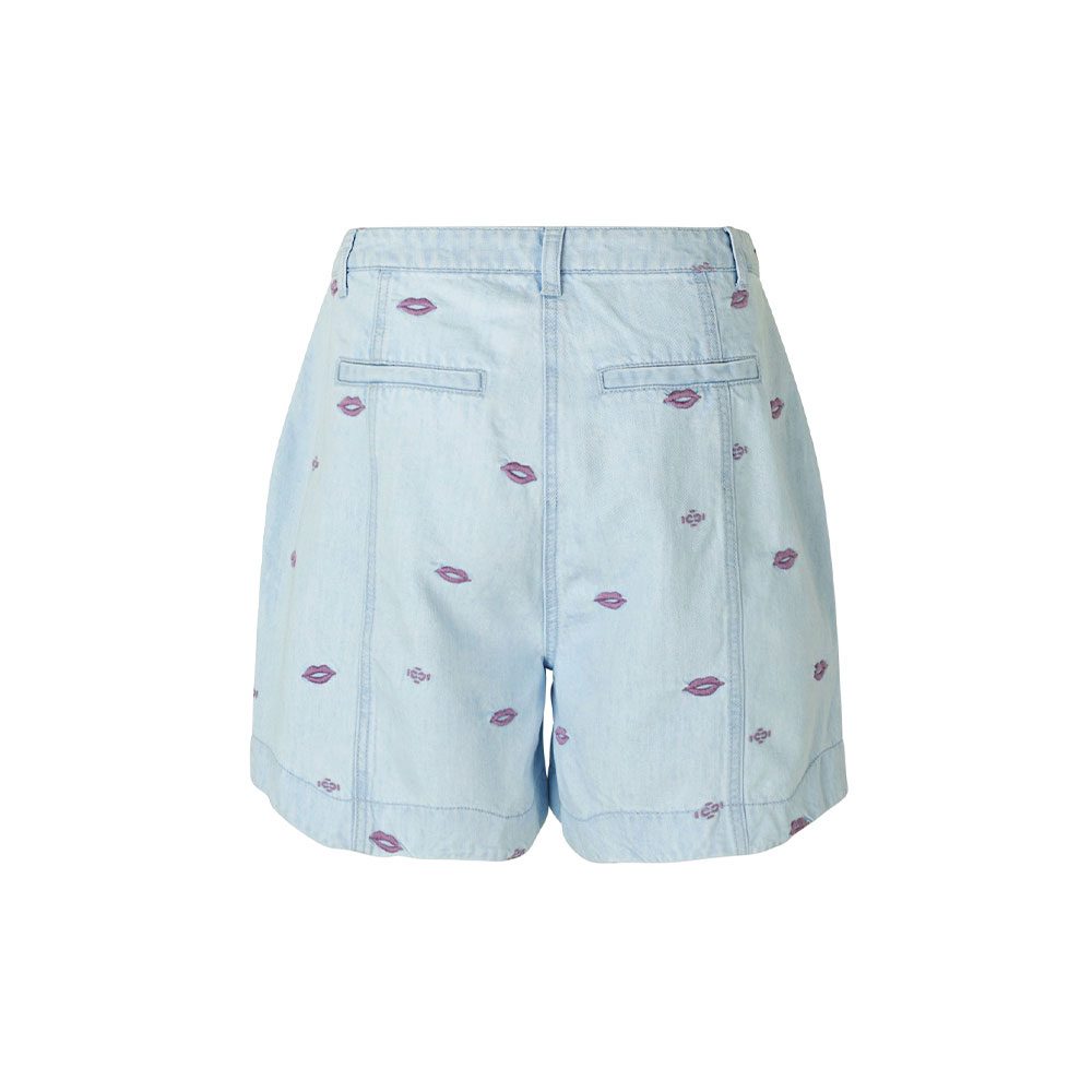 monogram-embroidered denim shorts